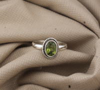 Bague de mariage en argent sterling 925 avec péridot naturel serti clos, forme fantaisie, pierre bleue authentique, bijou artisanal classique pour fête