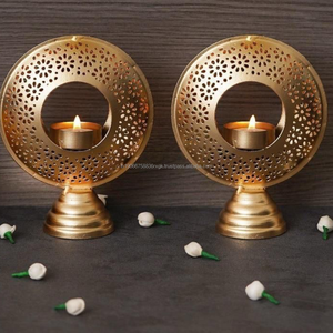 AG Elements Brass <b>Tea</b> Light <b>Candle</b> Holder Floral Cut 5x6 Inch Decorative Table Lantern for Hotel Restaurant Ambient Lighting - Product Image 1