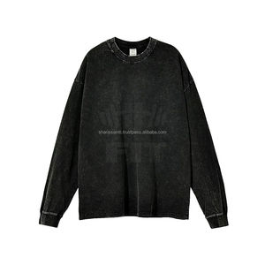 Sudadera de lavado ácido de invierno para hombre de alta calidad 100% algodón transpirable diseño de logotipo personalizado sólido suministro al por mayor opción de impresión - Product Image 1