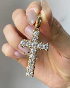 จี้รูปกางเขนประดับเพชรโมอิสซาไนต์ทรงหรูหรา ชุบทองคำขาว 18K เงินแท้ ดีไซน์แบบกรงเล็บ สร้อยคอฮิปฮอป เครื่องประดับคริสเตียนสำหรับผู้ชาย - Product Image 5