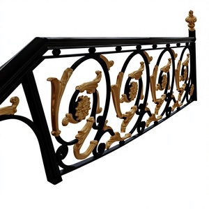 Rampe d'escalier moderne de luxe en fer forgé, décorative or et noir, balustrade intérieure personnalisée, design de main courante d'escalier en métal - Product Image 2