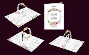Elegante Tarjeta de Felicitación Pop-Up 3D con Arco Floral, Diseño Personalizado, Acabado Mate, Papel de Alta Calidad para Invitaciones Personalizadas - Product Image 5