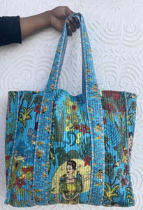 Indian Handmade Quilted Shopping Bag Large Travel Weekender <b>Women</b> Classic Tote Bag OEM Floral <b>Laptop</b> Bag Lady Shoulder <b>Handbag</b> - Product Image 3