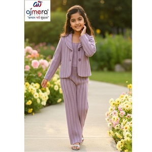 Ensemble de vêtements pour filles, haut à col roulé en tricot doux à manches longues et pantalon côtelé, couleur unie, tenue d'automne pour enfants, mode - Product Image 1