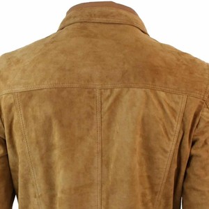 <b>Men's</b> Brown <b>Suede</b> Shirt <b>Jacket</b> Casual Autumn Wear Turn-down Collar Regular Fit Single Breasted Button Closure Sample Available - Product Image 2