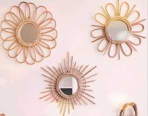 Vietnam Handmade Boho Rattan <b>Wall</b> <b>Mirror</b> <b>Set</b> Moroccan Style Wicker <b>Mirror</b> Natural Home Decor Supplier - Product Image 2