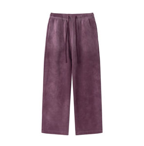 Pantalon évasé noir taille mi-haute avec cordon élastique, coupe ajustée, longueur genou, hiver, décontracté, imprimé, tricoté en coton respirant - Product Image 6