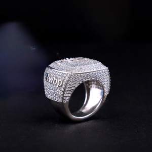 Moissanite Iced Out <b>Signet</b> <b>Ring</b> Luxury Hip Hop Statement <b>Ring</b> Custom Streetwear Jewelry For Men <b>Women</b> - Product Image 2