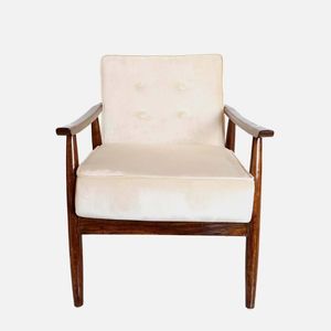 Fauteuil élégant en bois massif ivoire avec structure robuste, assise confortable, meubles design pour salon, chambre, cuisine, bureau - Product Image 2