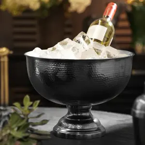 Cuenco de Metal Martillado Artesanal con Acabado Mate Gris, de Gran Capacidad, para Servir Hielo y Bebidas en Eventos y Hostelería - Product Image 2
