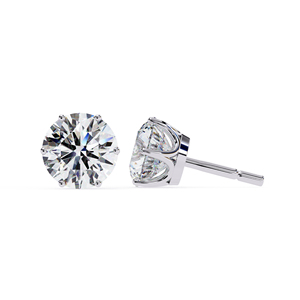 Pendientes de Moissanita Redondos de 7mm, Oro Sólido de 14K, Joyería Fina Ligera y Brillante para Mujer - Product Image 2