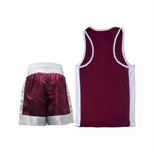 Ensemble d'uniformes de boxe 100% polyester, uniforme de sport de boxe, taille personnalisée, meilleurs uniformes de boxe, nouvelle arrivée, shorts et gilets de boxe - Product Image 2