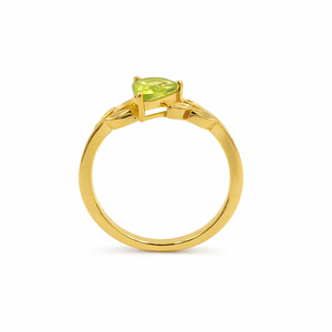 แหวนเงินแท้ 925 ลายใบไม้ประดับเพอริดอทสีเขียว ชุบทอง 1 ไมครอน เคลือบโรเดียม เครื่องประดับดีไซเนอร์ - Product Image 2