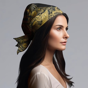 Hot Sales Custom Logo Printed Square Silk Satin <b>Head</b> <b>Scarf</b> <b>Bandana</b> Wholesale Silk Scarfs - Product Image 3
