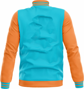 เสื้อแจ็คเก็ตวาร์ซิตี้ผู้ชาย สีเขียวส้ม ตัดต่อสี คอตั้ง ปิดด้วยซิป สวมใส่สบายๆ ในฤดูใบไม้ร่วง ผลิตจากผ้าโพลีเอสเตอร์ผสมฝ้าย - Product Image 2