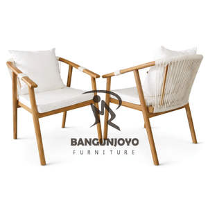 Sillas de Comedor de Diseño Moderno con Madera de Teca, Cuerda y Cojines de Algodón para Uso en Hogar, Hotel, Villa o Restaurante - Product Image 2