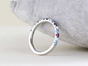 Anillo de media eternidad de ópalo, aguamarina y amatista, certificado IGI, regalo festivo para mujer, edición limitada, banda única - Product Image 3