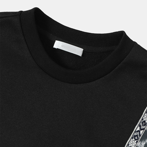Men's Winter Solid Pattern 100% Cotton Fleece Crew Neck Pullover Sweatshirt Front Logo Lined Design Breathable Quick Dry - Product Image 3