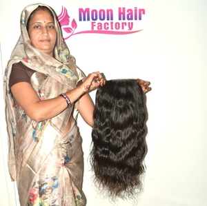 Unbehandelte Maßgefertigte Indische Remy Echthaar-Perücke Benutzerdefinierte Farbmischung Maschinell Doppelt Gewebtes Haarteil-Design Personalisierte Kappenauswahl - Product Image 3