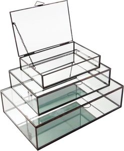 Boîtes à bijoux en métal et verre avec cadre métallique pour l'organisation des bijoux et un usage décoratif, boîtes de rangement en verre personnalisées - Product Image 1