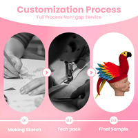 Sombrero de Fiesta con Forma de Loro, Diseño de Plumas Coloridas para Carnaval, Cosplay, Deportes, Pesca, Servicio OEM ODM, Diseño Gratuito, Suministro al por Mayor