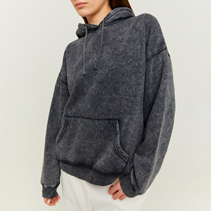 Oferta Especial: Sudadera con Capucha para Mujer, Estilo Vintage, Lavado Ácido, Color Sólido, Tejido Grueso, MOQ Bajo - Product Image 6