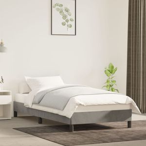 Base de Cama de Madera Contrachapada Tapizada en Terciopelo Gris Claro, Tamaño Individual - Product Image 1