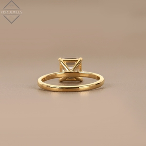 Anillo Solitario de Diamante Corte Asscher en Oro Amarillo, Corte Escalonado, para Compromiso, Boda, Joyería Nupcial, Regalo para Mujer, de Lujo - Product Image 3