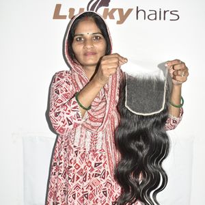 Extensions de cheveux humains indiens bruts vierges, non traités, cuticules alignées, ondulés, avec closure naturelle, vente en gros, produit économique - Product Image 3