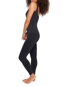 Body de moda con brillo, negro, sin mangas, elástico, cuello redondo, estilo largo, al por mayor, monos de fitness - Product Image 6