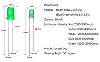100 pièces/sac, diodes LED de 3 mm et 5 mm avec lentille diffuse blanche, rouge, bleue, verte, jaune pour la vente en gros de diodes électroluminescentes LED