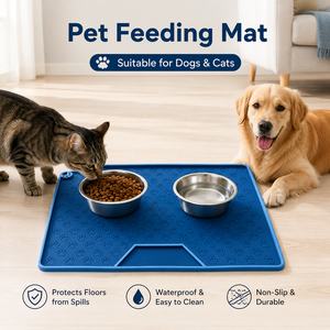 Tapis de fontaine à eau anti-déversement pour animaux de compagnie avec rebord surélevé, en latex synthétique imperméable, pour gamelles de chiens et chats, vente en gros - Product Image 5