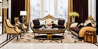 Ensemble de table et canapé baroque traditionnel européen 8 places en teck sculpté à la main, mobilier durable, fabricant exportateur USA Homes