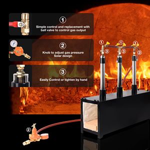 Propano Forge Cuchillo de tres quemadores Forge 1 puerta Gran capacidad Farriers Horno Quemador de propano cuadrado Maquinaria de forja de metal - Product Image 5