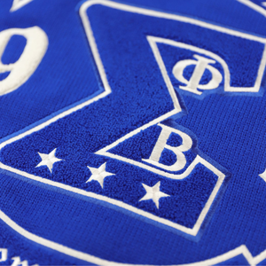 Cardigan en laine Phi Beta Sigma bleu roi et blanc, avec lettres grecques, boutonné, tricoté, vêtement de fraternité, coupe premium - Product Image 6