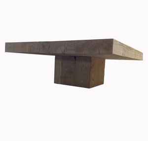 โต๊ะกาแฟไม้เนื้อแข็งสไตล์โมเดิร์นรัสติกสุดพิเศษ พร้อมพื้นผิวไม้ขนาดใหญ่และโครงสร้างฐานเดี่ยวที่แข็งแรง สำหรับบ้านหรู - Product Image 3