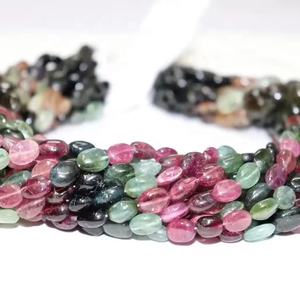 100% Natural Arrival Multi Tourmaline Smooth Oval Shape <b>Loose</b> Gemstones Plain <b>Beads</b> for Jewelry Making Craft - Product Image 1