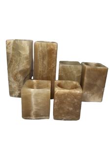 เชิงเทียนหินอ่อนโอนิกซ์สีขาวทรงลูกบาศก์ - Product Image 2