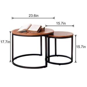 Juego de Mesas Auxiliares Extensibles con Estructura Metálica Resistente, 2 Mesas Auxiliares de Madera, Centro de Mesa para el Hogar, Sala de Estar, Dormitorio - Product Image 5