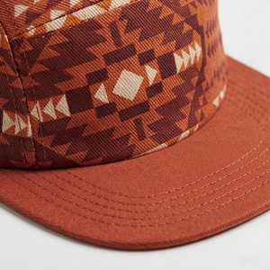 Ethnic Geometric Pattern 5-Panel Baseball <b>Cap</b> Unisex Fitted <b>Flat</b> Brim Twill Hat Spring <b>Summer</b> Casual Style Adult - Product Image 4