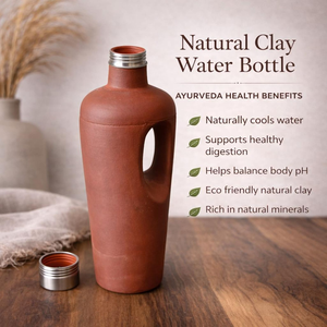 Bouteille d'eau en terre cuite 1000 ml, bouteille à boisson en argile avec poignée, utilisation moderne pour la maison et la cuisine - Product Image 3