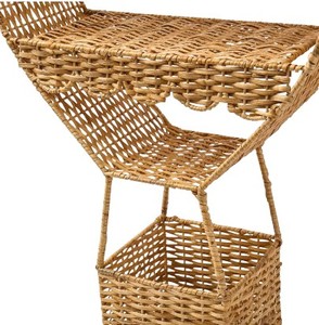 Étagère murale en rotin tissé à la main en forme de montgolfière avec deux niveaux de présentation et panier de rangement suspendu pour chambre d'enfant, provenant du Vietnam - Product Image 2