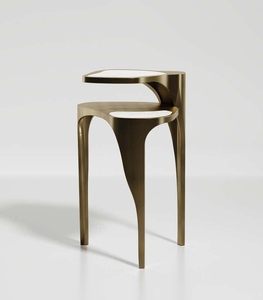 Trending Best Selling Brass Side table <b>small</b> in brass & semi-precious stone luxury modern sculptural accent table - Product Image 3