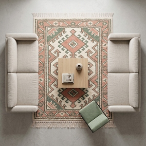 Modern Vintage Oushak Area <b>Rug</b> Hand Knotted Wool Carpet Abstract Pattern Fringe Floor Mat for Living Room Bedroom - Product Image 6