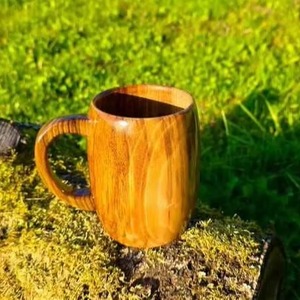 Mug en bois naturel sculpté, tasse artisanale pour boissons chaudes et froides, style vaisselle rustique - Product Image 4