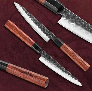 Steel Craft International Hand Forged 4-Piece Damascus Steel Chef <b>Knife</b> Set Wooden Handles <b>Sharp</b> Blades Ambidextrous - Product Image 2