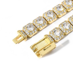 Bracelet Hip-Hop Européen et Américain pour Hommes, Boucle à Rabat de 13 mm, Cuivre Sertie de Zircon, Accessoires Hip-Hop Tendance pour Hommes - Product Image 3
