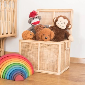Large capacity <b>storage</b> box with handles hand woven rattan trunk top selling decor organiser <b>chest</b> - Product Image 5