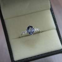 Bague d'accentuation Tanzanite en Argent Sterling S925 Plaqué Rhodium, Pierre Précieuse de Luxe, Élégante, Vintage, Certifiée IGI, Bijou Cadeau pour Femme