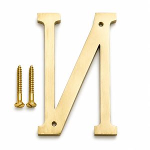 Letra N con tornillos, letra dorada del alfabeto para el hogar, oficina, hotel, placa con nombre, letrero de pared, letrero para puerta, decoración metálica resistente al óxido - Product Image 2